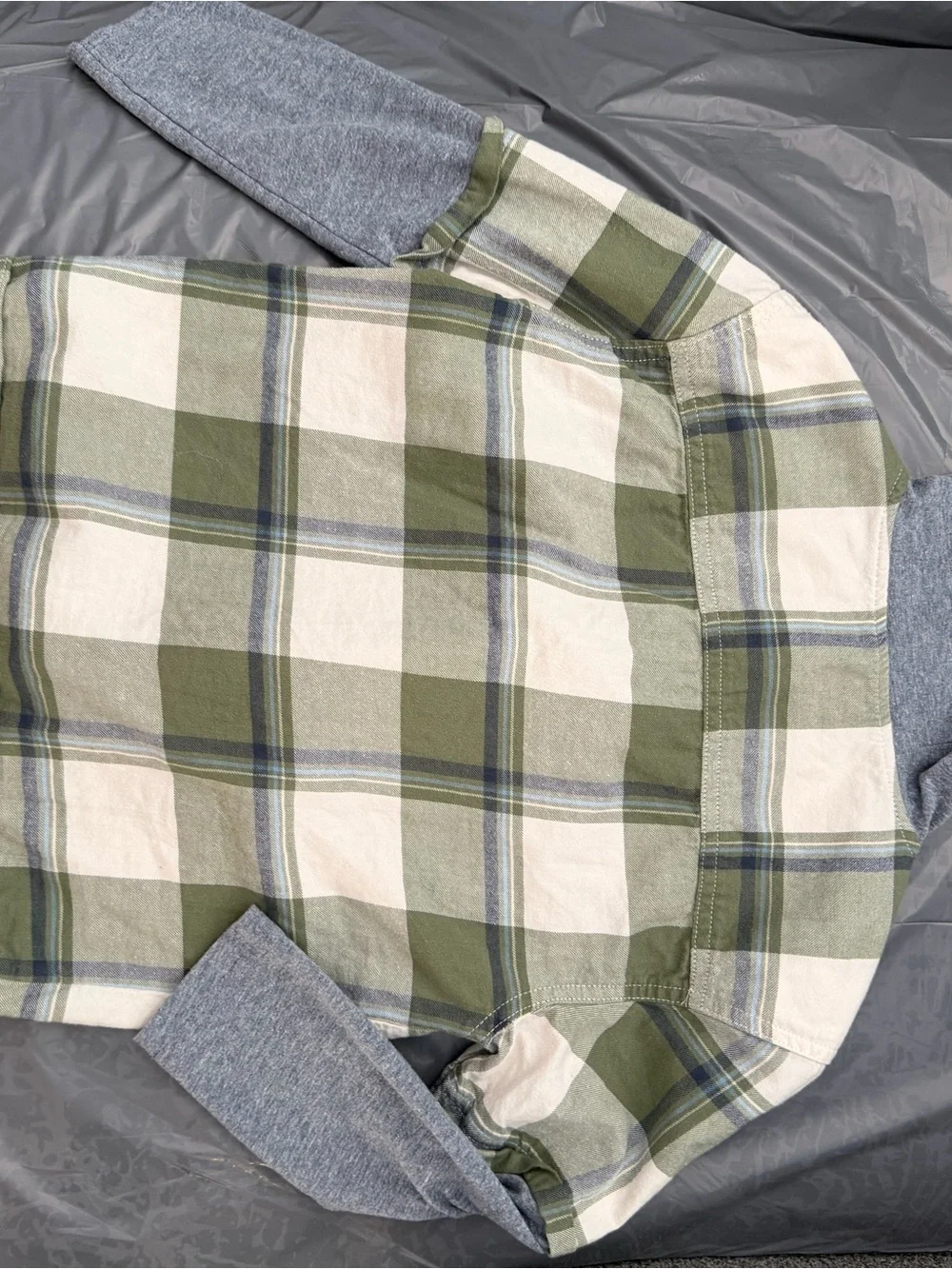 Carter's Olive & Cream Plaid Hooded Button-Down Shirt